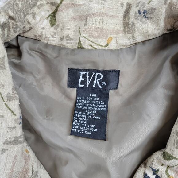 Vtg EVR Silk Bomber Jacket Womens XL Green Floral Tulips Camo Zip Up Streetwear - Picture 13 of 14